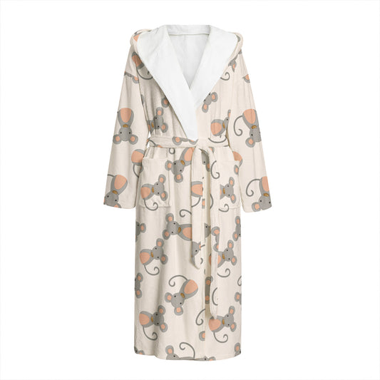 Little Rat Pattern Print Hooded Bathrobe