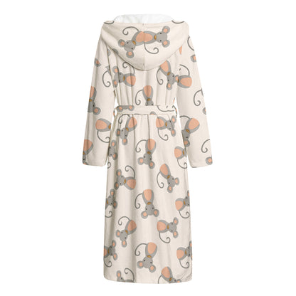 Little Rat Pattern Print Hooded Bathrobe