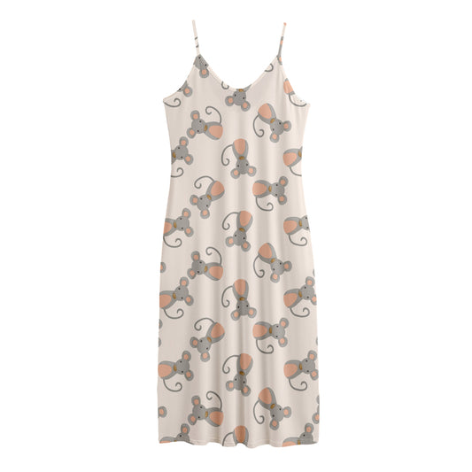 Little Rat Pattern Print Jersey Midi Cami Dress