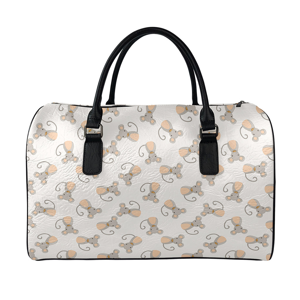 Little Rat Pattern Print Leather Duffle Bag