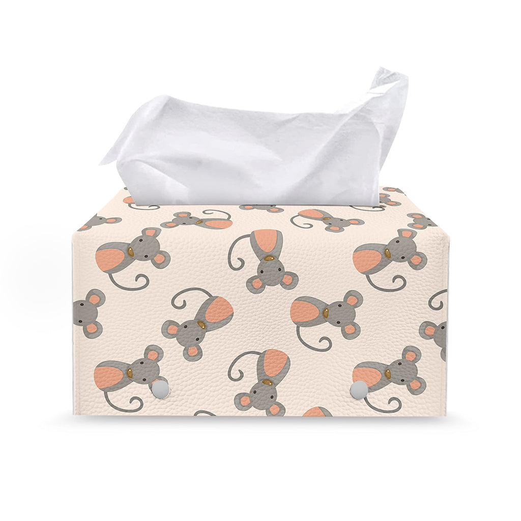 Little Rat Pattern Print Leather Tissue Box Cover