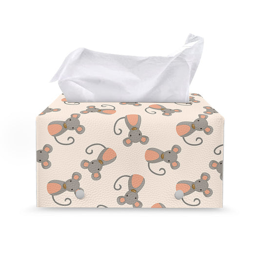 Little Rat Pattern Print Leather Tissue Box Cover
