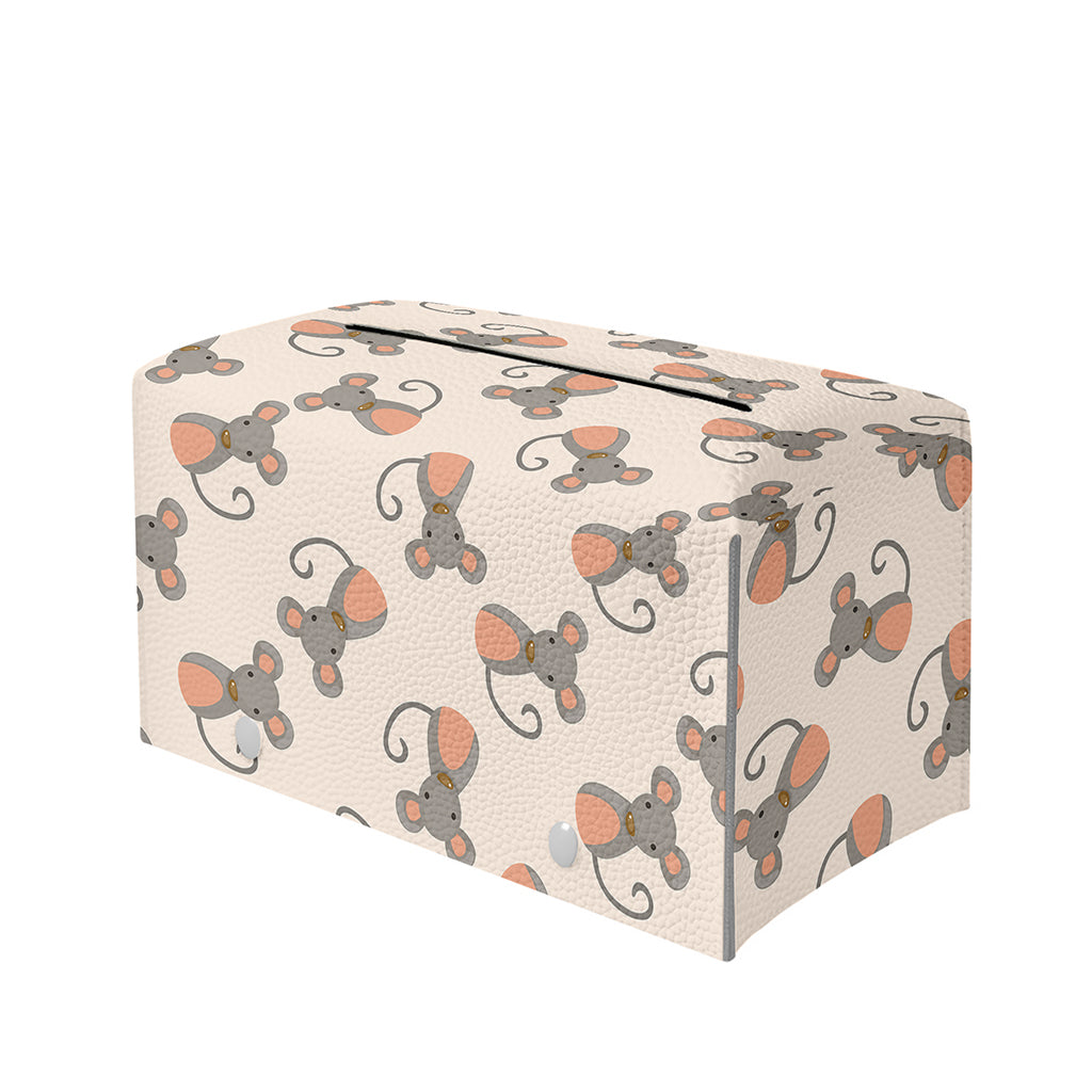 Little Rat Pattern Print Leather Tissue Box Cover