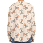 Little Rat Pattern Print Long Sleeve Baseball Jersey