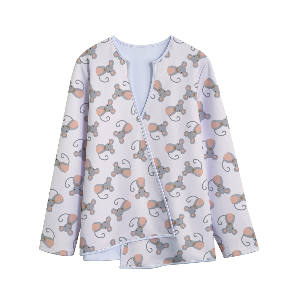 Little Rat Pattern Print Long Sleeve Short Coat