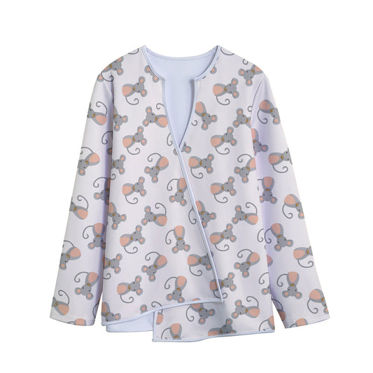 Little Rat Pattern Print Long Sleeve Short Coat