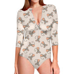 Little Rat Pattern Print Long Sleeve Swimsuit