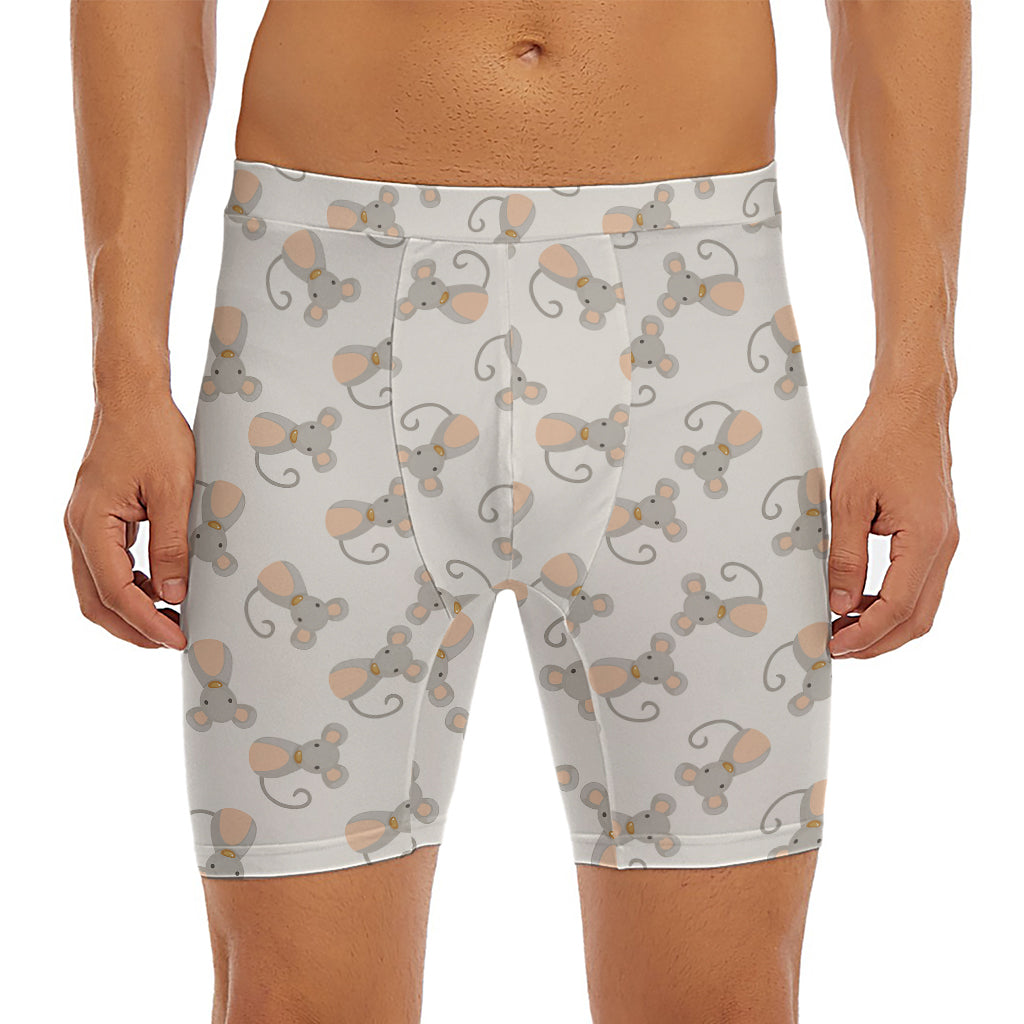 Little Rat Pattern Print Men's Long Boxer Briefs