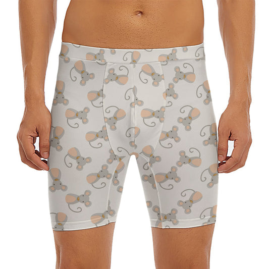 Little Rat Pattern Print Men's Long Boxer Briefs