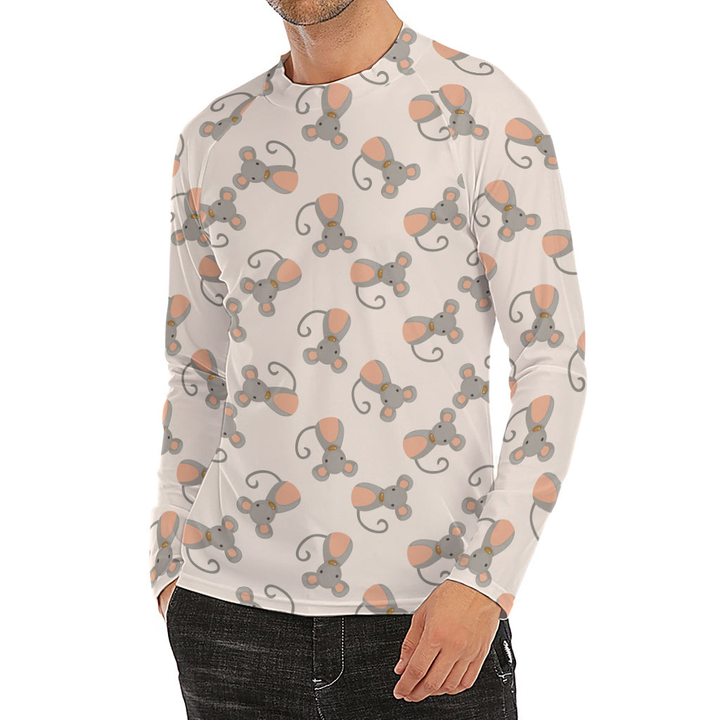 Little Rat Pattern Print Men's Long Sleeve Rash Guard