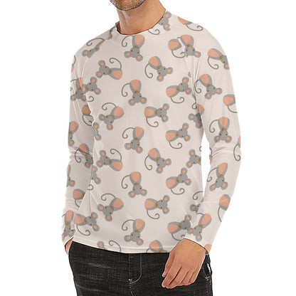 Little Rat Pattern Print Men's Long Sleeve Rash Guard