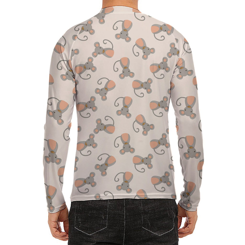 Little Rat Pattern Print Men's Long Sleeve Rash Guard