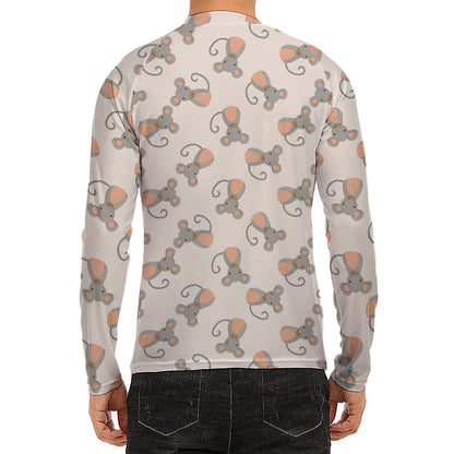 Little Rat Pattern Print Men's Long Sleeve Rash Guard