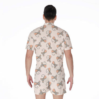 Little Rat Pattern Print Men's Rompers