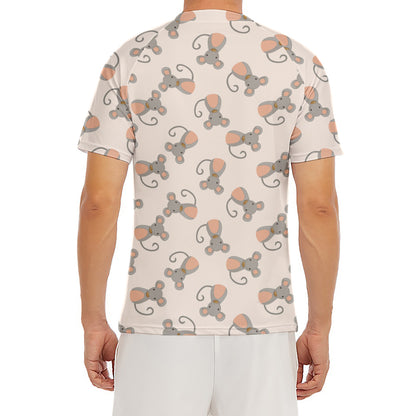 Little Rat Pattern Print Men's Short Sleeve Rash Guard
