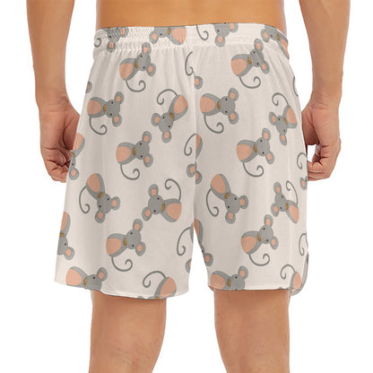 Little Rat Pattern Print Men's Split Running Shorts