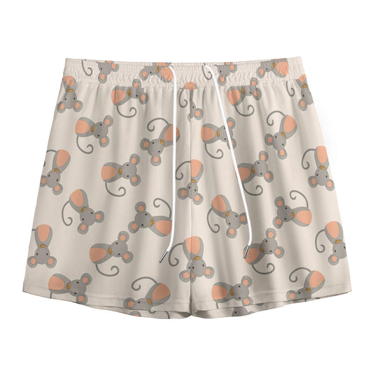 Little Rat Pattern Print Mesh Shorts