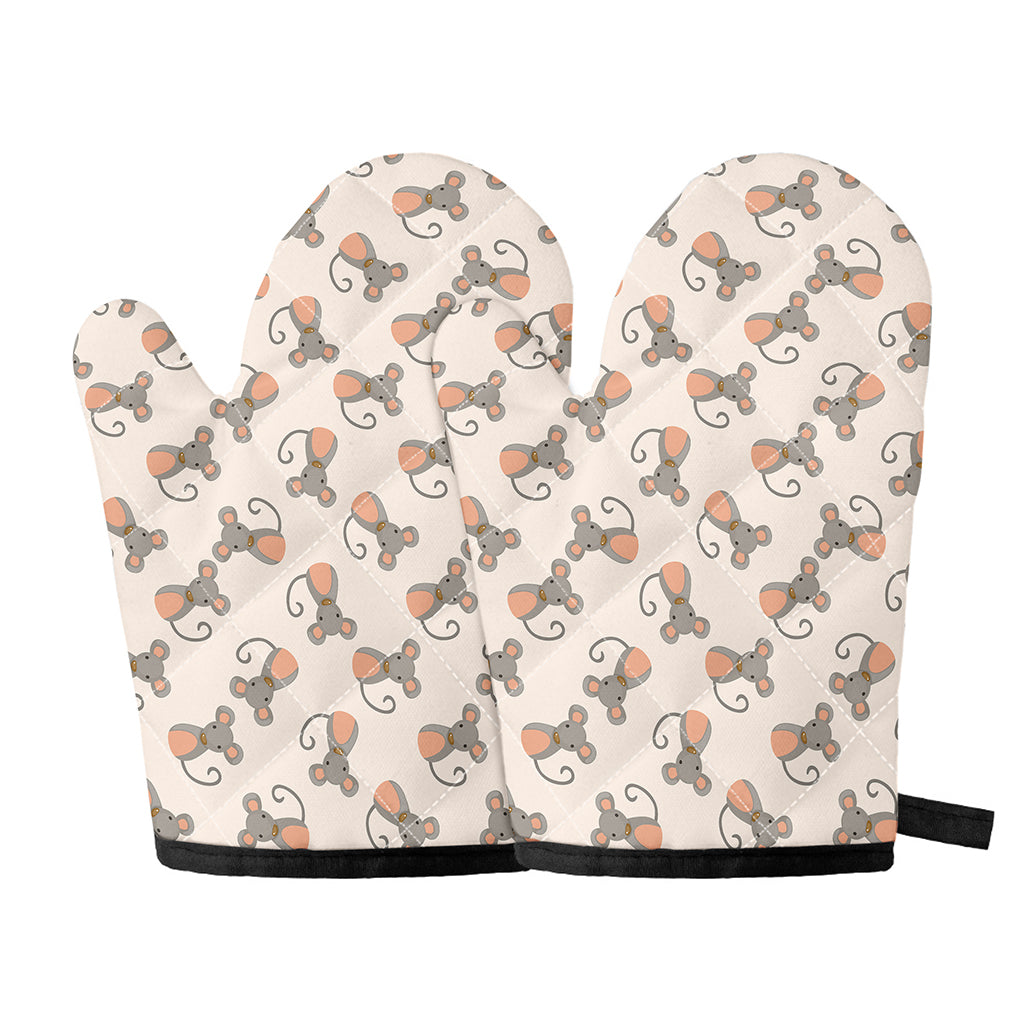 Little Rat Pattern Print Oven Mitts