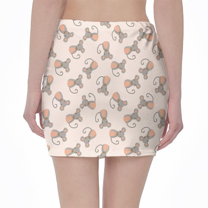 Little Rat Pattern Print Pencil Mini Skirt