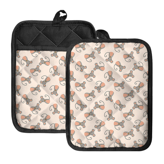 Little Rat Pattern Print Pot Holders With Pocket