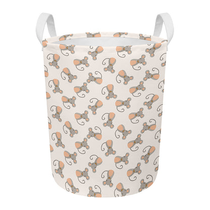 Little Rat Pattern Print Round Laundry Basket