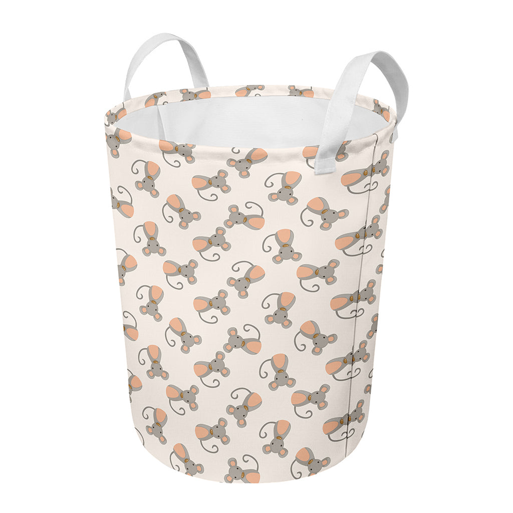 Little Rat Pattern Print Round Laundry Basket