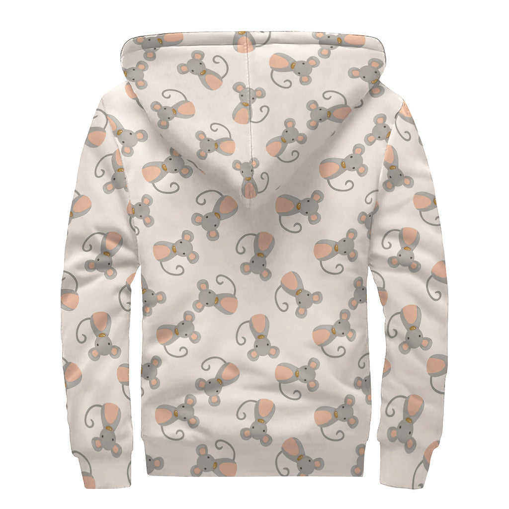 Little Rat Pattern Print Sherpa Lined Zip Up Hoodie
