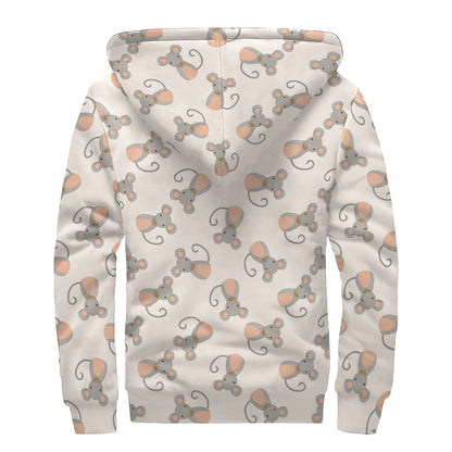 Little Rat Pattern Print Sherpa Lined Zip Up Hoodie
