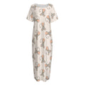 Little Rat Pattern Print Short Sleeve Long Nightdress