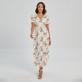 Little Rat Pattern Print Short Sleeve Maxi Dress
