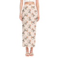 Little Rat Pattern Print Side Slit Maxi Skirt