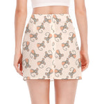 Little Rat Pattern Print Side Slit Mini Skirt