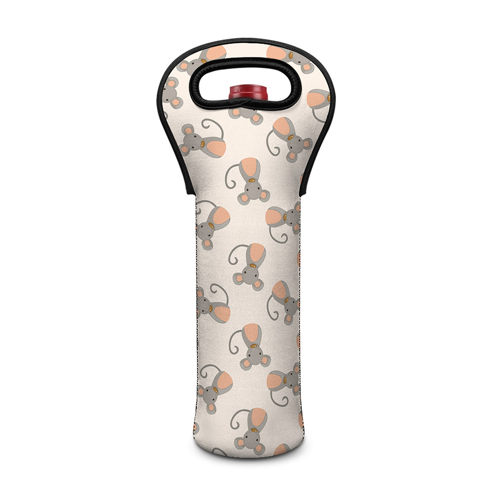 Little Rat Pattern Print Single Neoprene Wine Tote