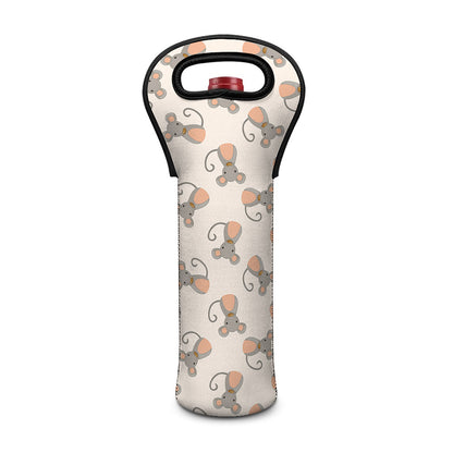 Little Rat Pattern Print Single Neoprene Wine Tote