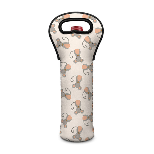 Little Rat Pattern Print Single Neoprene Wine Tote