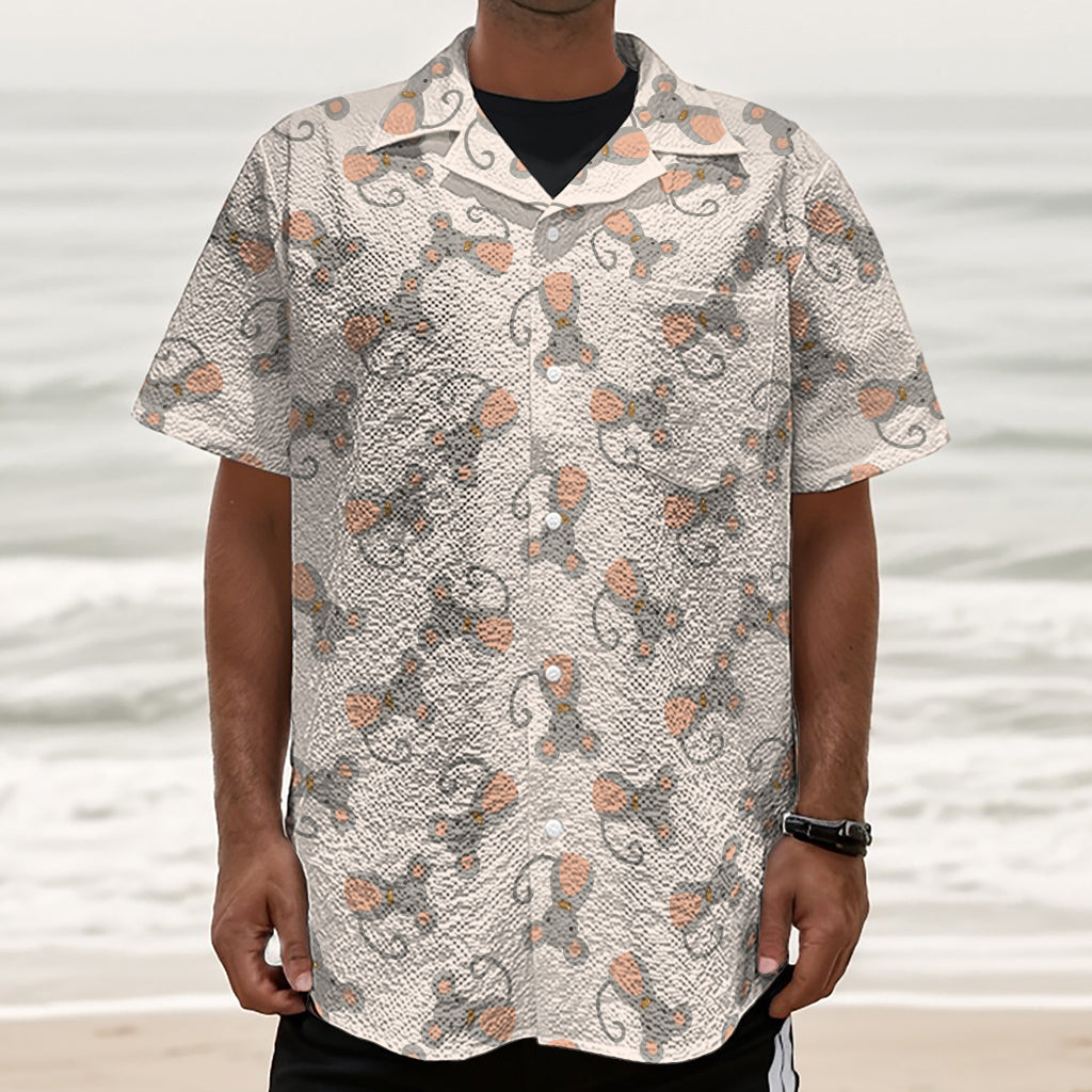 Little Rat Pattern Print Textured Short Sleeve Shirt
