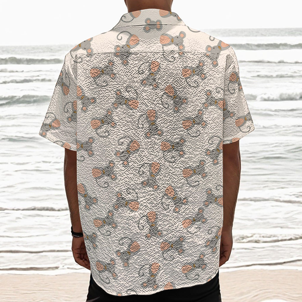 Little Rat Pattern Print Textured Short Sleeve Shirt