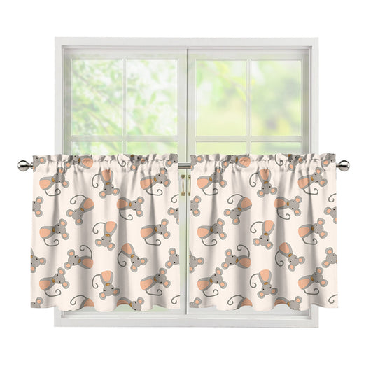 Little Rat Pattern Print Tier Curtains