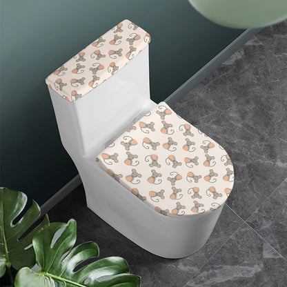 Little Rat Pattern Print Toilet Lid And Tank Cover Set