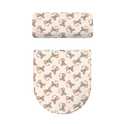 Little Rat Pattern Print Toilet Lid And Tank Cover Set