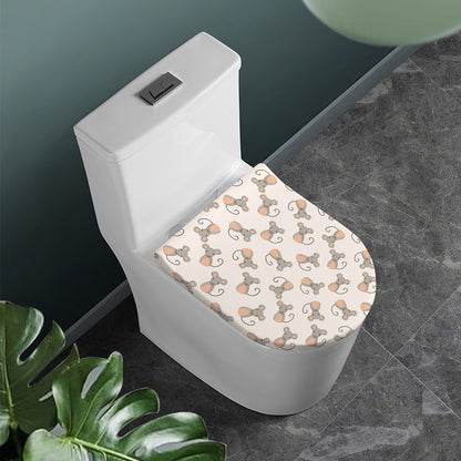 Little Rat Pattern Print Toilet Lid Cover