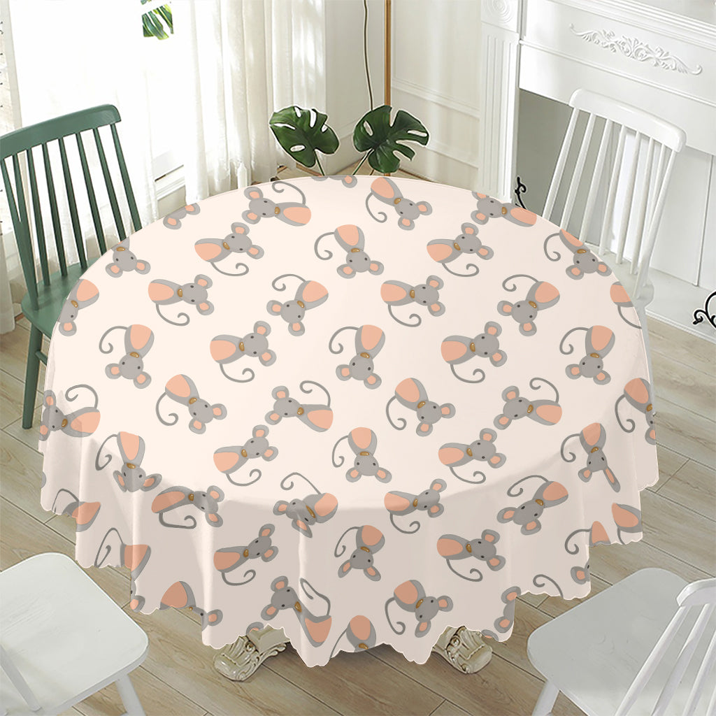 Little Rat Pattern Print Waterproof Round Tablecloth