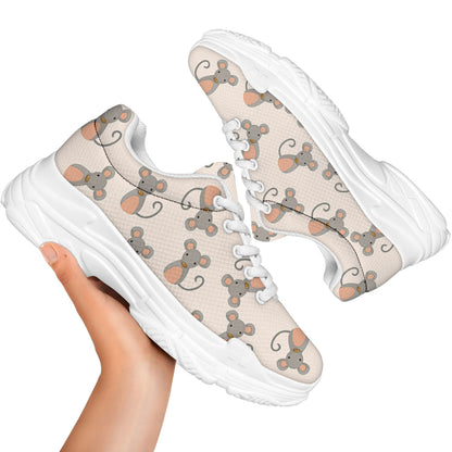Little Rat Pattern Print White Chunky Shoes