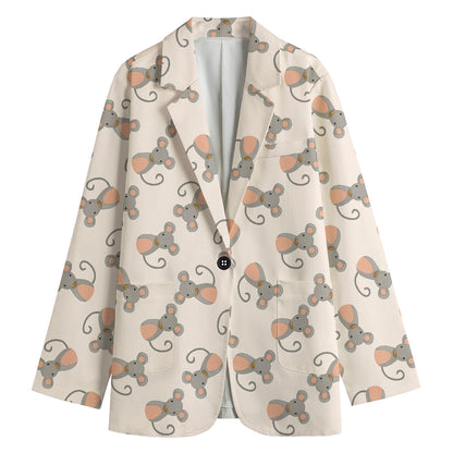 Little Rat Pattern Print Women's Blazer
