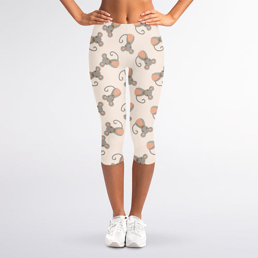 Little Rat Pattern Print Women's Capri Leggings