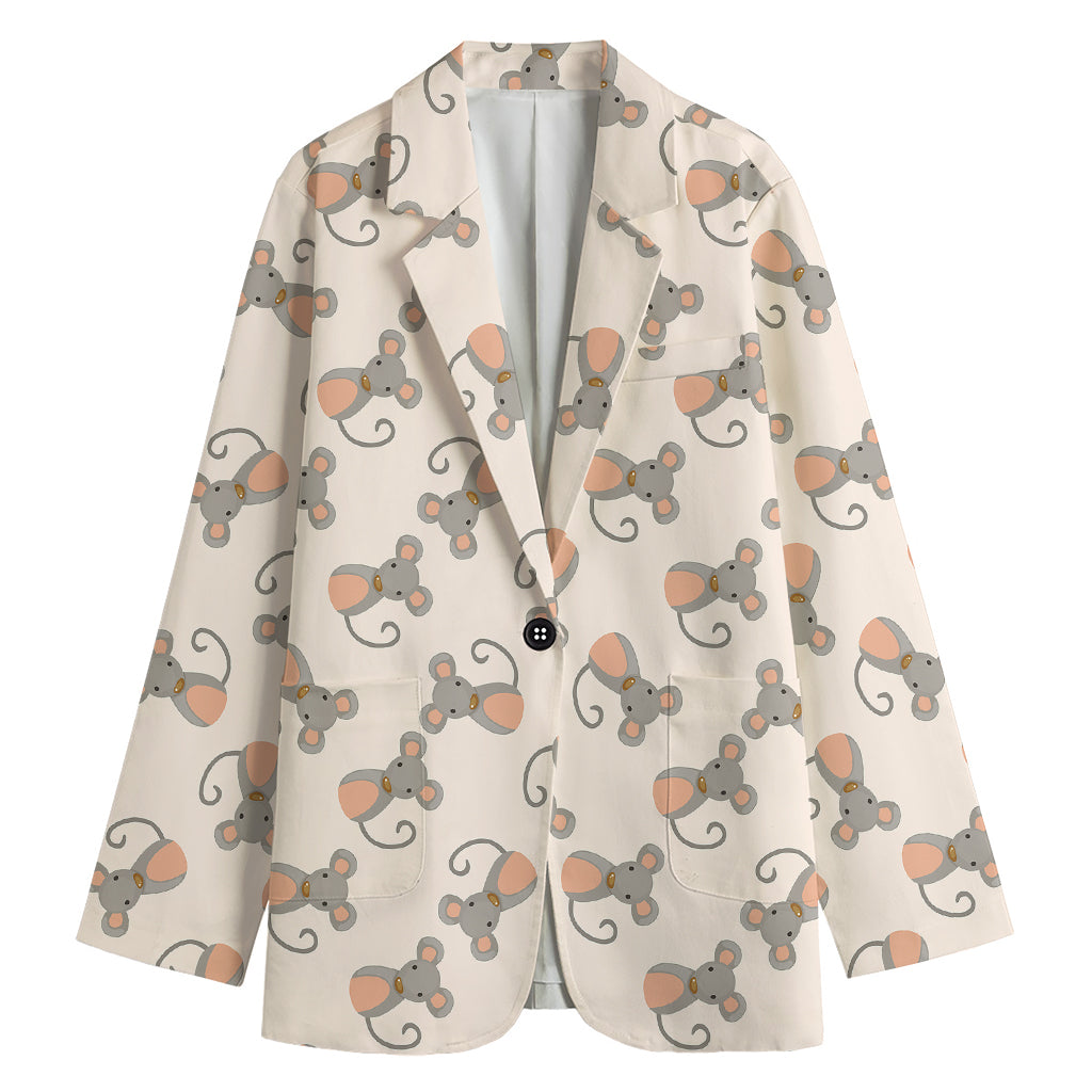 Little Rat Pattern Print Women's Cotton Blazer