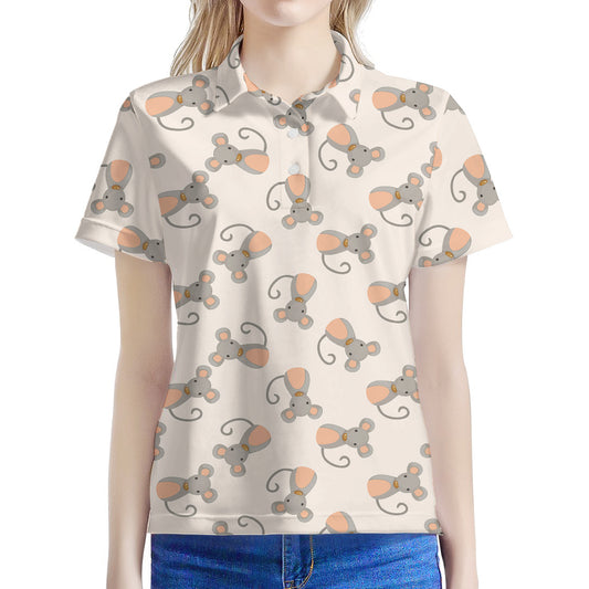 Little Rat Pattern Print Women's Polo Shirt