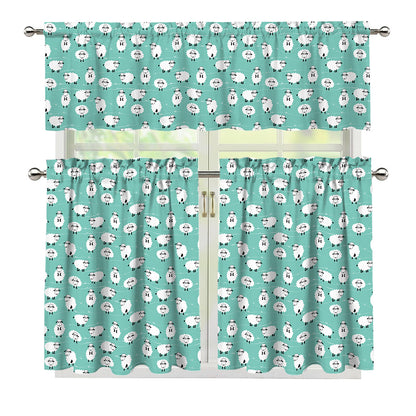 Little Sheep Pattern Print 3 Piece Kitchen Curtains