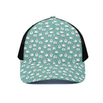 Little Sheep Pattern Print Black Mesh Trucker Cap