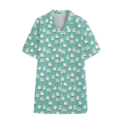 Little Sheep Pattern Print Cotton Hawaiian Shirt